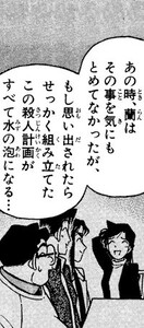 Manga panel from 名探偵コナン showing example of All that effort for nothing with 水の泡になる.