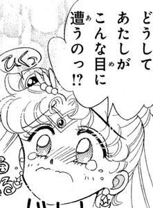 Manga panel from 美少女戦士セーラームーン showing example of Having a bad experience with 〜目に遭う.